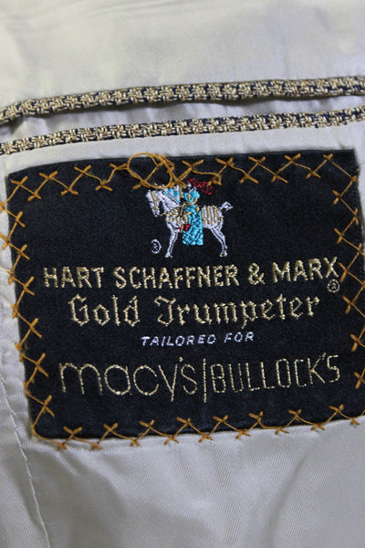Hart Schaffner Marx Men's Houndstooth Two Button Blazer Jacket Beige Size 40