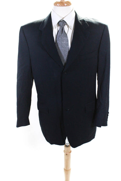 Canali Men's Wool Three Button Fully Lined Blazer Jacket Navy Size 50R