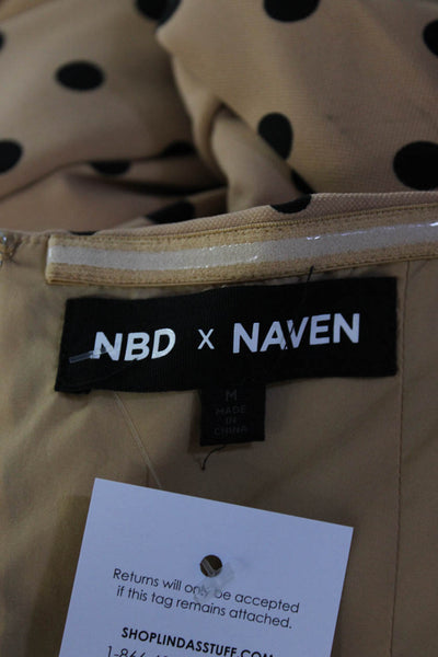 NBD X The Naven Twins Womens Brown Polka Dot Strapless Wide Leg Jumpsuit Size M