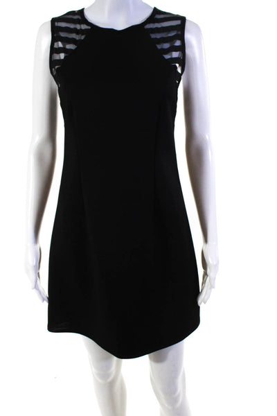 BCBGeneration Womens Black Mesh Trim Crew Neck Sleeveless A-Line Dress Size S