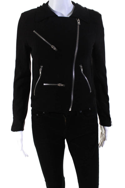 Olivaceous Womens Black Collar Full Zip Long Sleeve Jacket Size S