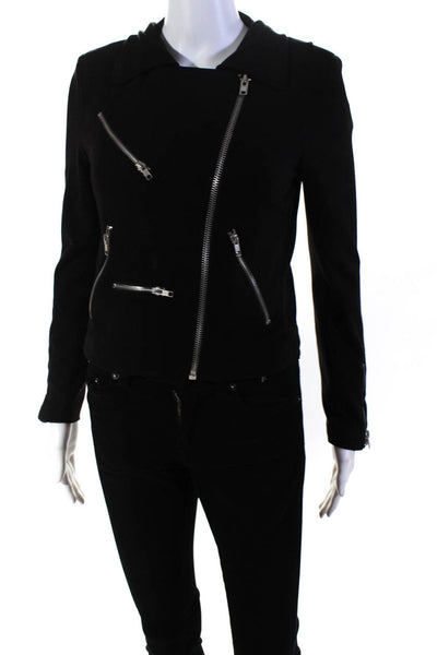 Olivaceous Womens Black Collar Full Zip Long Sleeve Jacket Size S