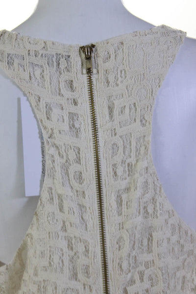 Sattion J. Krucaid Indah Womens Cream Cotton Lace Zip Back Blouse Top Size M