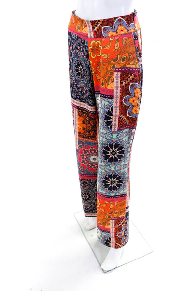 Adriana Contreras Womens Abstract Satin Mix Print Straight Leg Pants Multi Sz 8