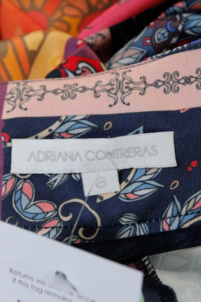 Adriana Contreras Womens Abstract Satin Mix Print Straight Leg Pants Multi Sz 8