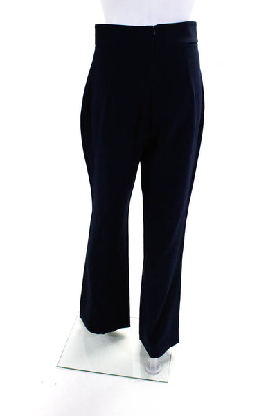Cushnie Et Ochs Womens Mid Rise Pleated Flare Dress Pants Navy Blue Size 4
