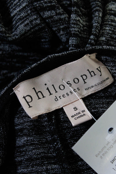 philosophy Womens Knit Crew Neck Sleeveless Tank Shift Dress Black Gray Small
