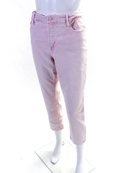 Good American Womens Cotton Color Wash Mid-Rise Straight Leg Jeans Pink Size 14