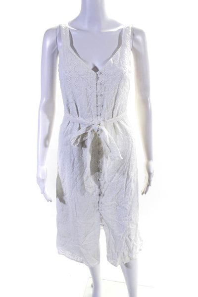Cami NYC Womens Embroidered Eyelet Midi Shirt Sheath Dress White Size XS