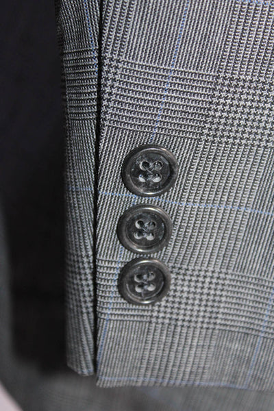 Brooks Brothers Men's Plaid Long Sleeve Mid-Length Blazer Jacket Gray Size L
