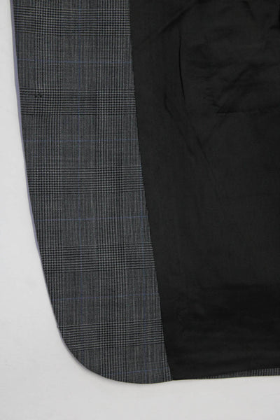 Brooks Brothers Men's Plaid Long Sleeve Mid-Length Blazer Jacket Gray Size L