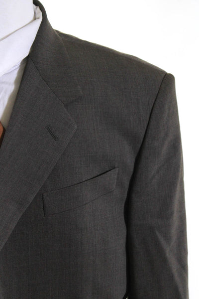 Donna Karan Signature Mens Wool Notched Collar  Blazer Jacket Brown Size 44/38
