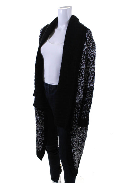 Tahari Women's Long Sleeve Wool Alpaca Open Cardigan Black Size 1X