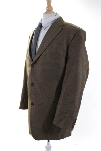 Hugo Boss Men's Long Sleeve Collared Mid Length Two Button Blazer Brown Size L