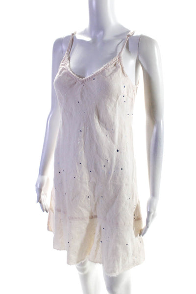 Cloth & Stone Womens Linen Spaghetti Strap Splatter Paint Dress Pink Size S