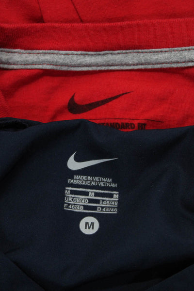 Nike Men's Crewneck Tee Long Sleeve Henley Tee Red Navy Size M L Lot 2