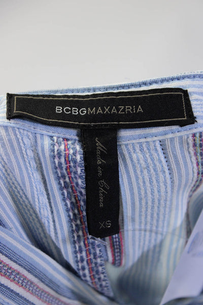 BCBGMAXAZRIA Womens Striped Print Long Sleeve Knee Length Tunic Dress Blue Sz XS
