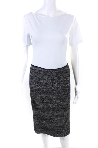 Missoni Womens Black Textured Zip Back Cotton Knit Midi Skirt Size 6