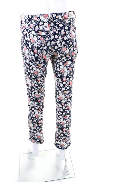 Weekend Max Mara Womens Cotton Floral Straight Leg Jeans Pants White Navy Size 6