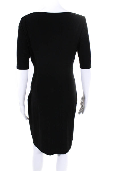Lauren Ralph Lauren Womens Short Sleeve V-Neck Layered Sheath Dress Black Size 4