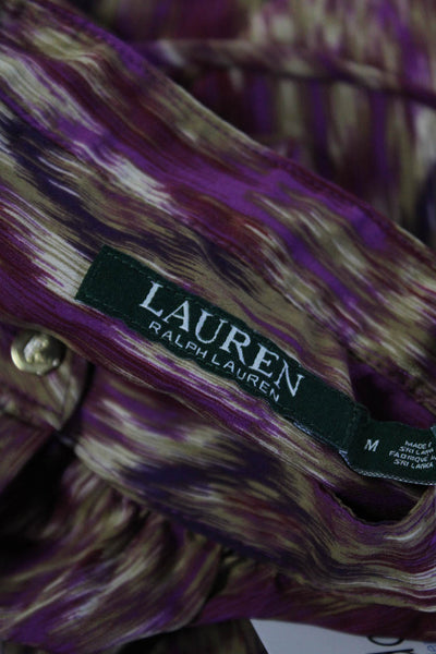Lauren Ralph Lauren Womens Tie Waist Covered Placket Button Dress Purple Size M