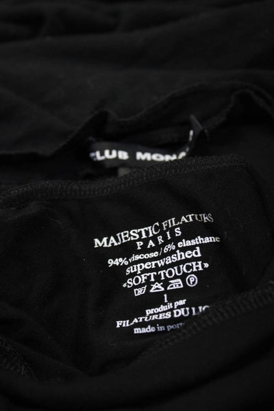 Majestic Filatures Club Monaco Womens Turtleneck Shirts Black Size S XS Lot 2
