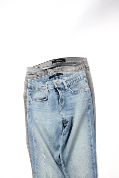 J Brand Womens Cotton Distress Zipped Hem Skinny Jeans Gray Size 24 25 Lot 2