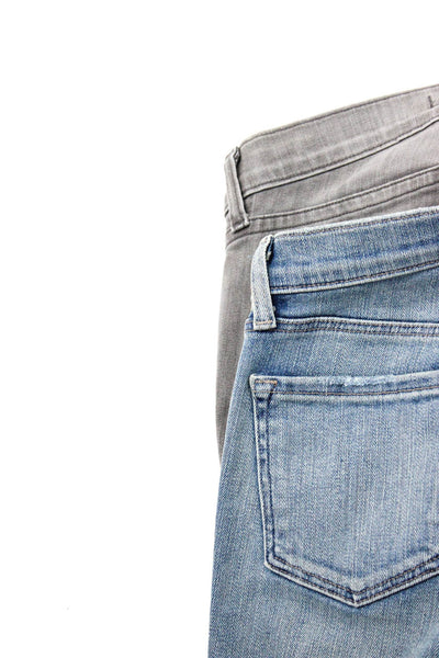 J Brand Womens Cotton Distress Zipped Hem Skinny Jeans Gray Size 24 25 Lot 2