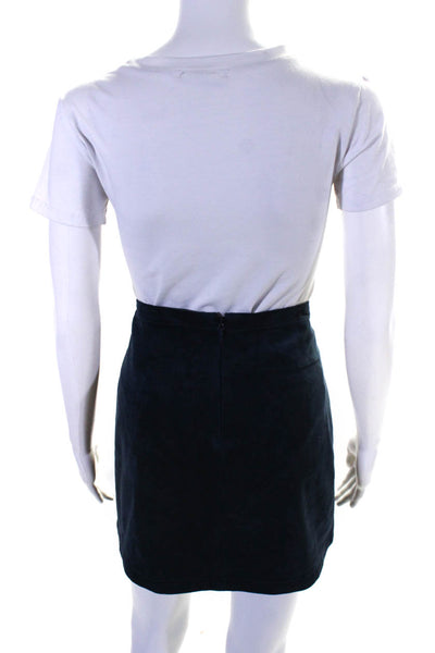 BCBG Max Azria Womens Button Front Mini Skirt Navy Blue Size Large