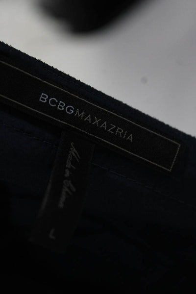 BCBG Max Azria Womens Button Front Mini Skirt Navy Blue Size Large