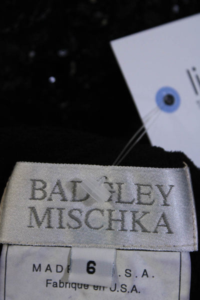 Badgley Mischka Women's Long Sleeve V-Neck Unlined Beaded Maxi Dress Black 6