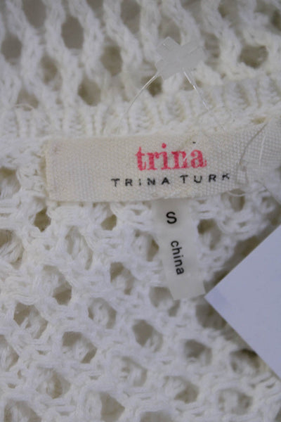 Trina Trina Turk Women's Sleeveless Crew Neck Layered Crochet Tank Dress White S