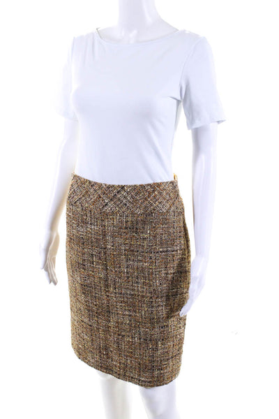 Trina Turk Women's High Rise Lined Spotted Polyester Midi Skirt Brown Size 6
