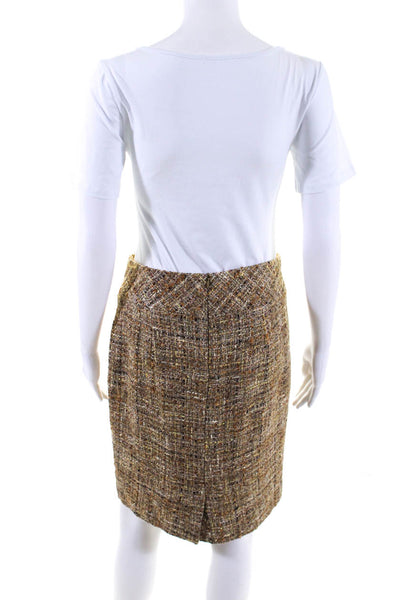 Trina Turk Women's High Rise Lined Spotted Polyester Midi Skirt Brown Size 6