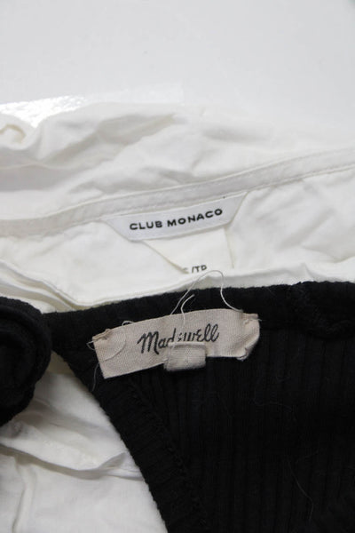 Club Monaco Madewell Womens Cotton Cropped Blouse White Black Size XS XXS, Lot 2