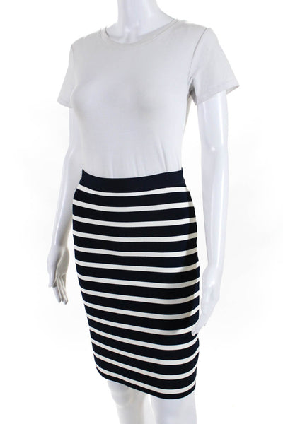 Pink Tartan Womens Striped Pencil Skirt Navy Blue White Size Extra Small