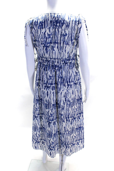 Rails Womens Cotton Ruched Tied Striped Sleeveless A-Line Maxi Dress Blue Size M