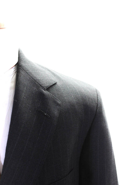 Brooks Brothers Mens Wool Pin Striped Notched Collar Blazer Jacket Gray Size 41