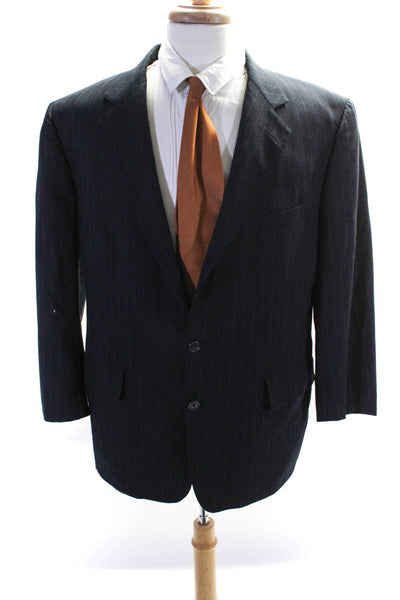Brooks Brothers Mens Wool Pin Striped Notched Collar Blazer Jacket Navy Size 42