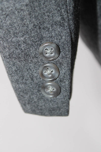 Ermenegildo Zegna Mens Gray Wool Double Breasted Long Sleeve Peacoat Size 44