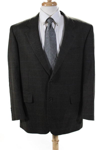 Jack Victor Mens Brown Texture Wool Two Button Long Sleeve Blazer Size 46R