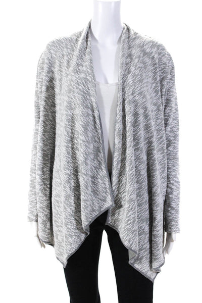 Bobeau Women's Cotton Blend Long Sleeve Open Front Cardigan Sweater Gray Size M