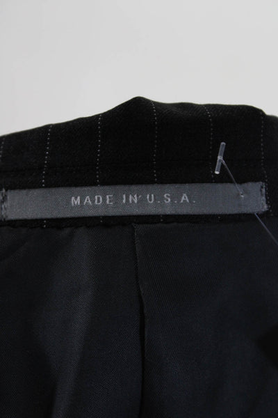 Hickey Freeman Mens Pinstripe Notch Lapel Suit Jacket Black Size 42 R