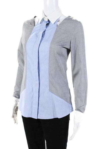 Jonathan Simkhai Women's Off Shoulder Button Down Collar Blouse Gray Size XS