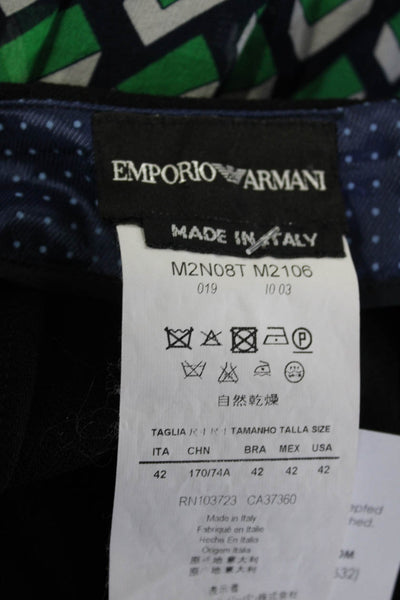 Emporio Armani Womens Brick Woven Paneled Knee Length Skirt Blue Black Size 42