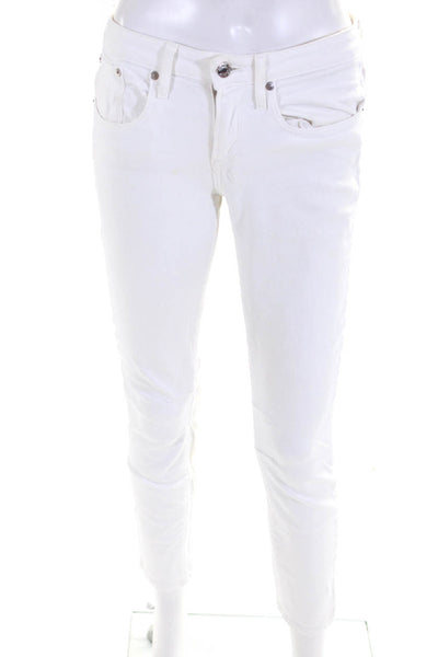 Helmut Lang Womens Mid Rise Stitched Non Distressed Skinny Jeans White Size 26