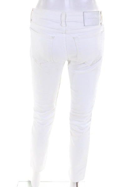 Helmut Lang Womens Mid Rise Stitched Non Distressed Skinny Jeans White Size 26