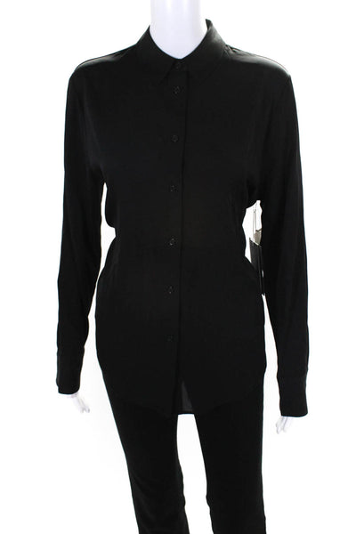 Nordstrom Signature Women's Collar Long Sleeves Button Shirt Black Size S