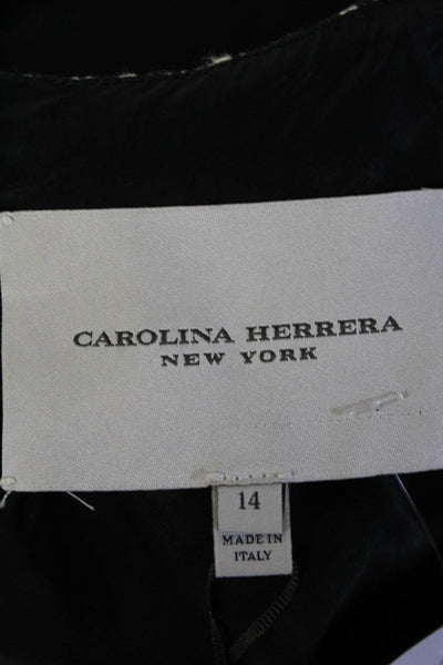 Carolina Herrera Women's Round Neck Sleeveless Lined Midi Dress Black White 14
