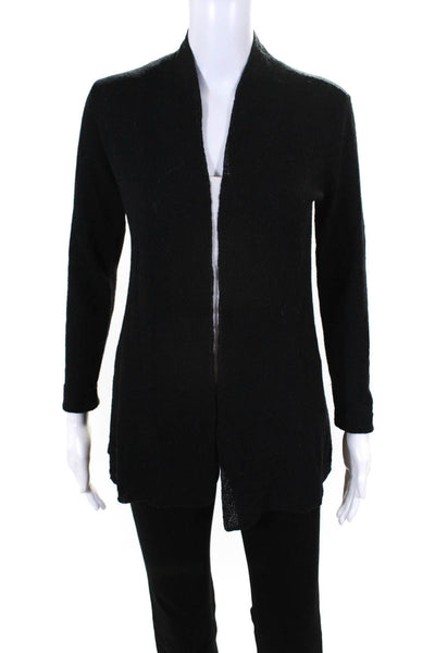 Eileen Fisher Petites Womens Wool Long Sleeve Cardigan Sweater Black Size PP